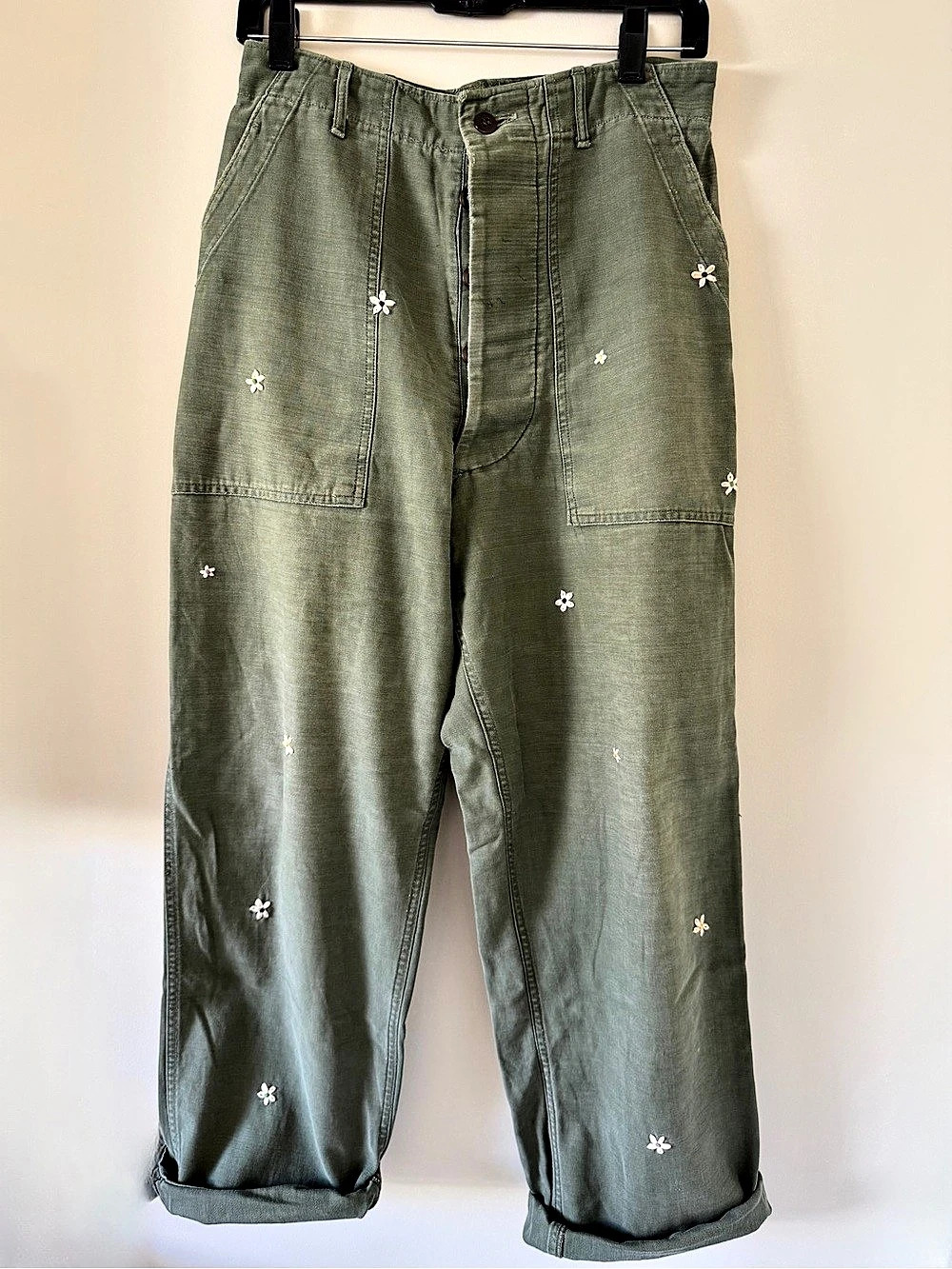 Size 6 Shanana Mil Vintage Embroidered Military Pants / very hard to find!